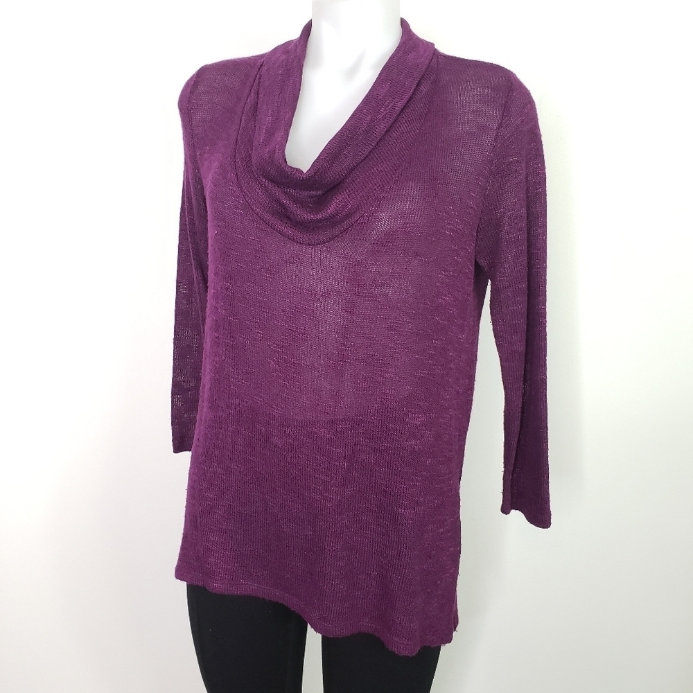 Soft Joie Estee cowl neck fine knit sweater plum XS